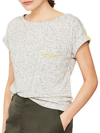 Mint Velvet Embroidered T-Shirt, Light Grey