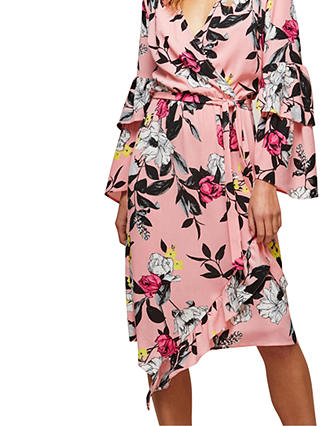 Miss Selfridge Tiered Wrap Dress, Pink