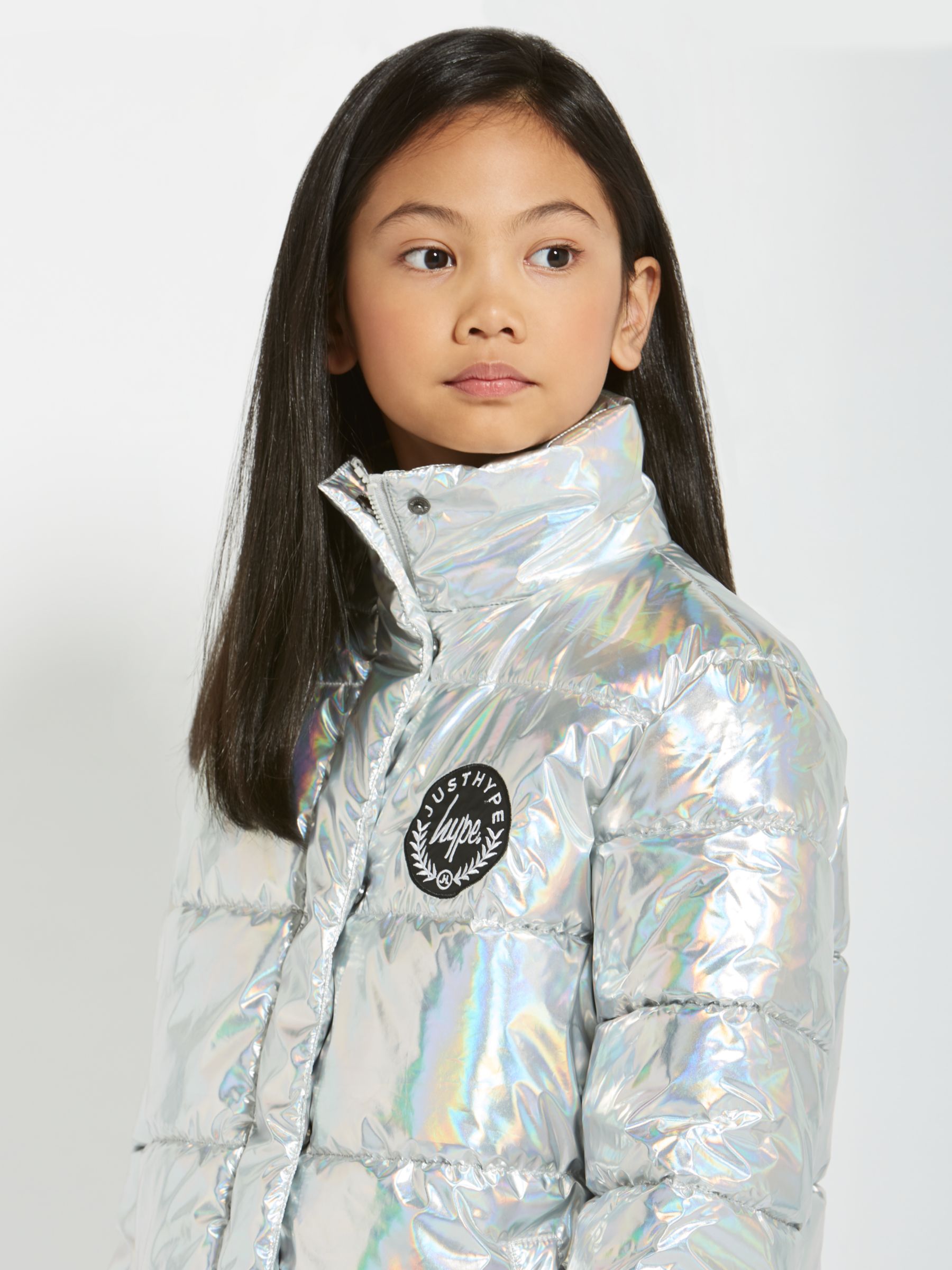 girls silver puffer jacket