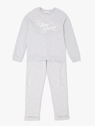 John Lewis & Partners Girls' Jersey Star Gazer Pyjamas, Grey