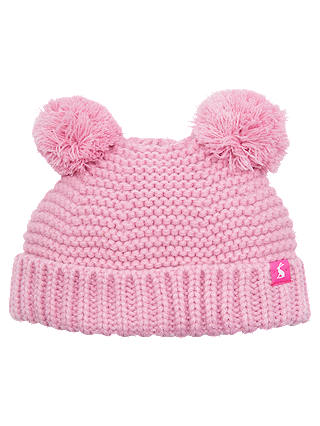 Baby Joule Knitted Pom Pom Hat, Pink