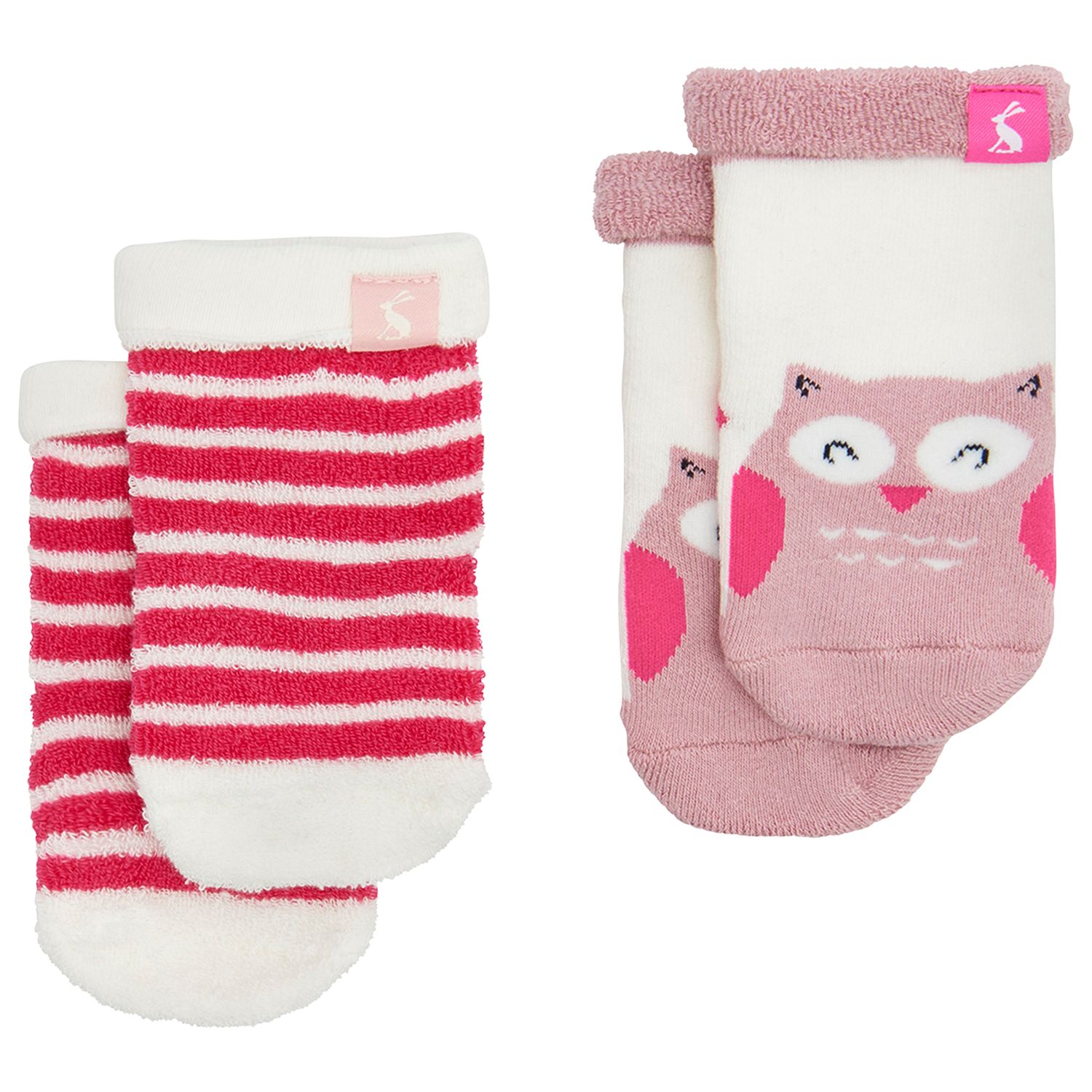Baby Joule Terry Owl Socks, Pack of 2, Pink
