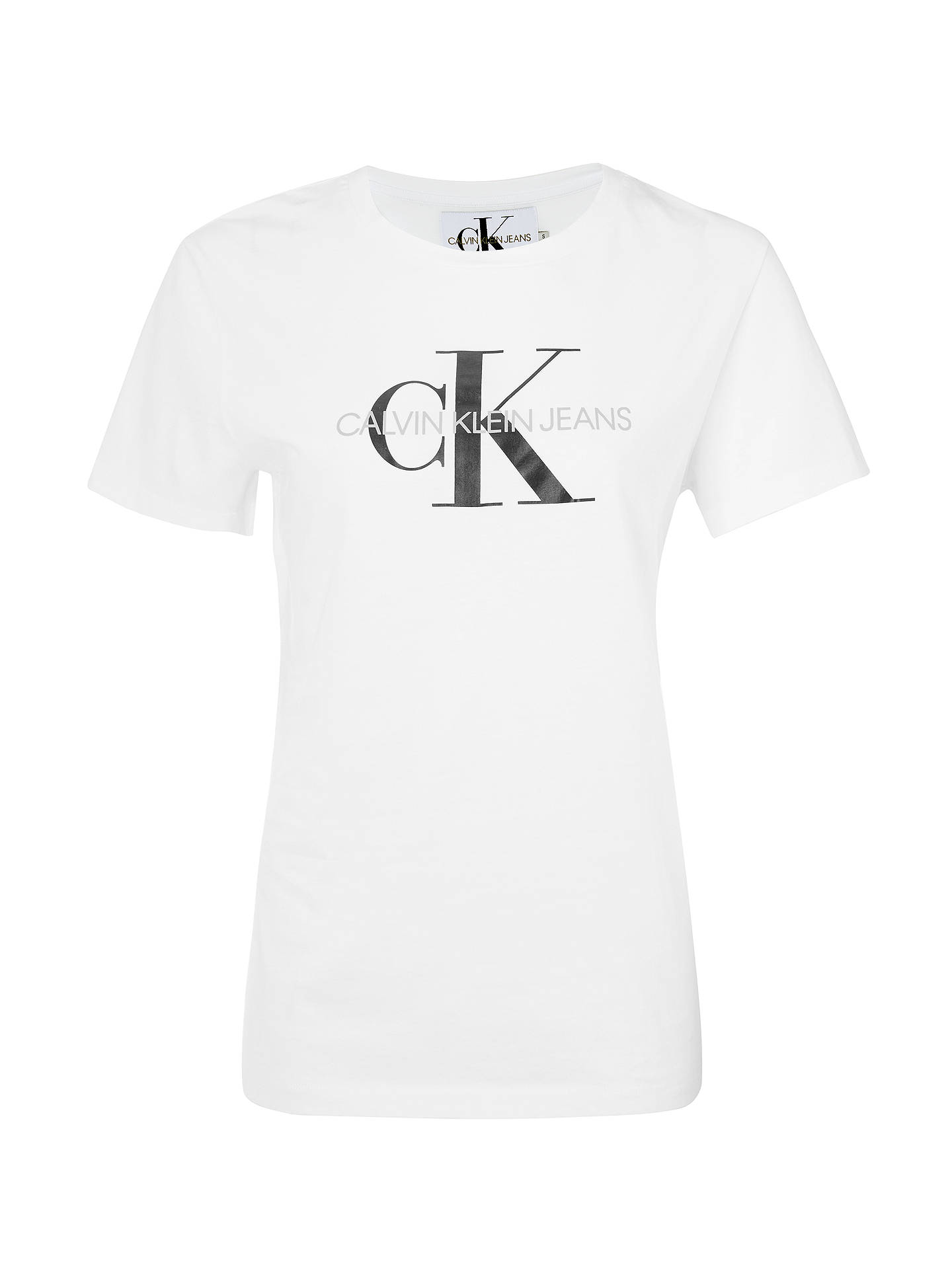 Calvin Klein Monogram Logo Regular Fit T-Shirt, Bright White at John ...