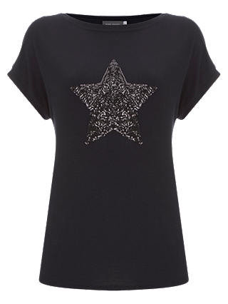 Mint Velvet Sequin Star T-Shirt, Navy