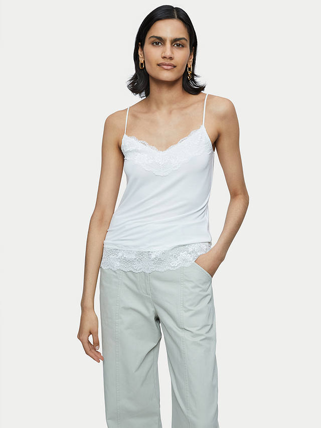 Jigsaw Modal Lace Trim Vest, White