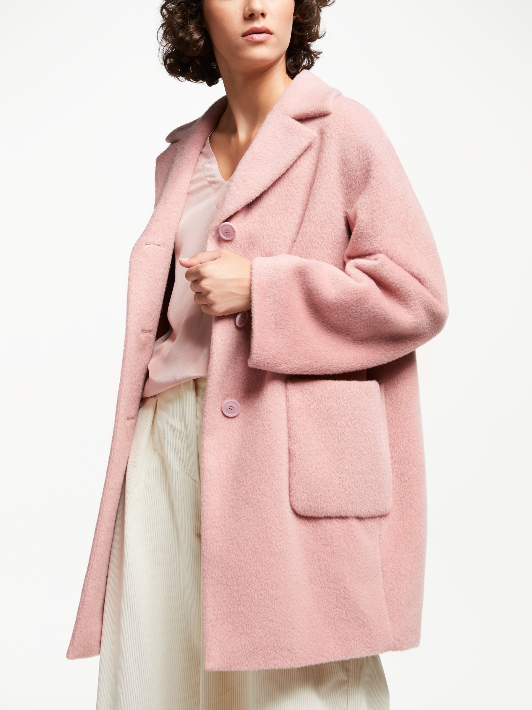 Weekend MaxMara Alpaca Wool Blend Coat, Pink at John Lewis & Partners