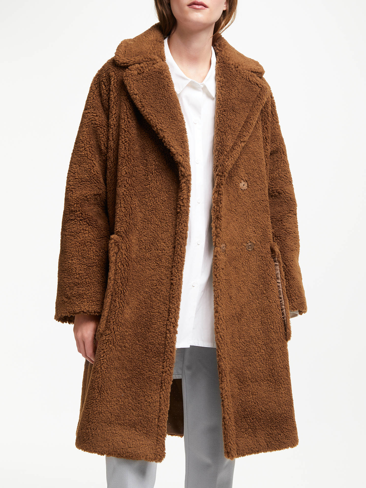 Weekend MaxMara Reale Faux Fur Teddy Coat, Caramel at John Lewis & Partners