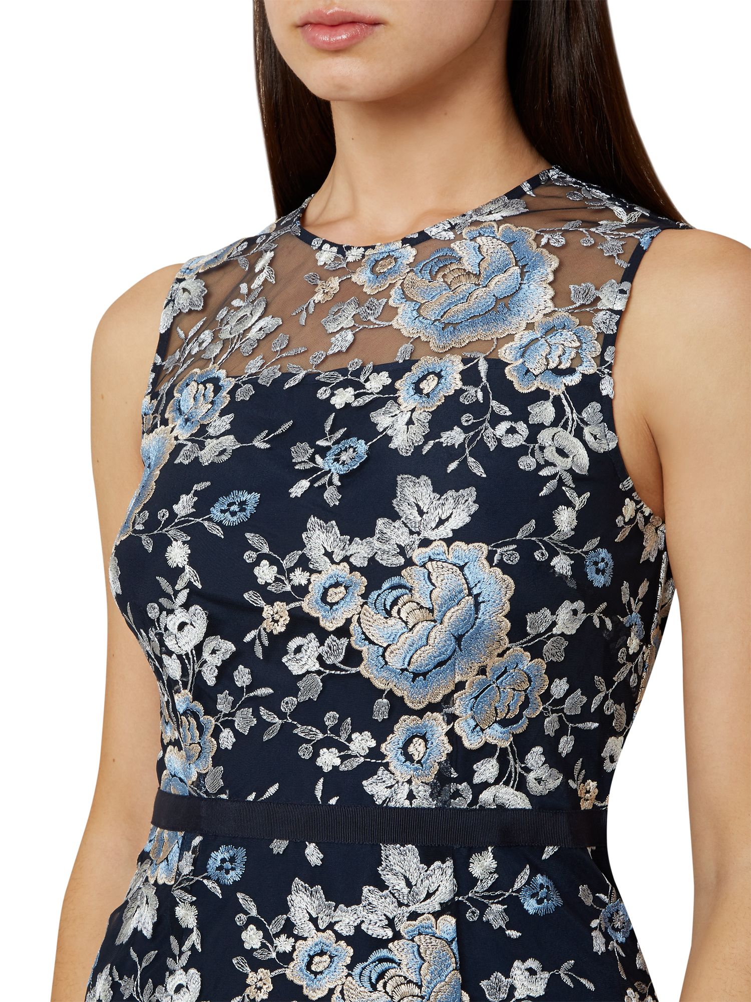 Hobbs Everly Floral Embroidered Dress, Navy/Multi