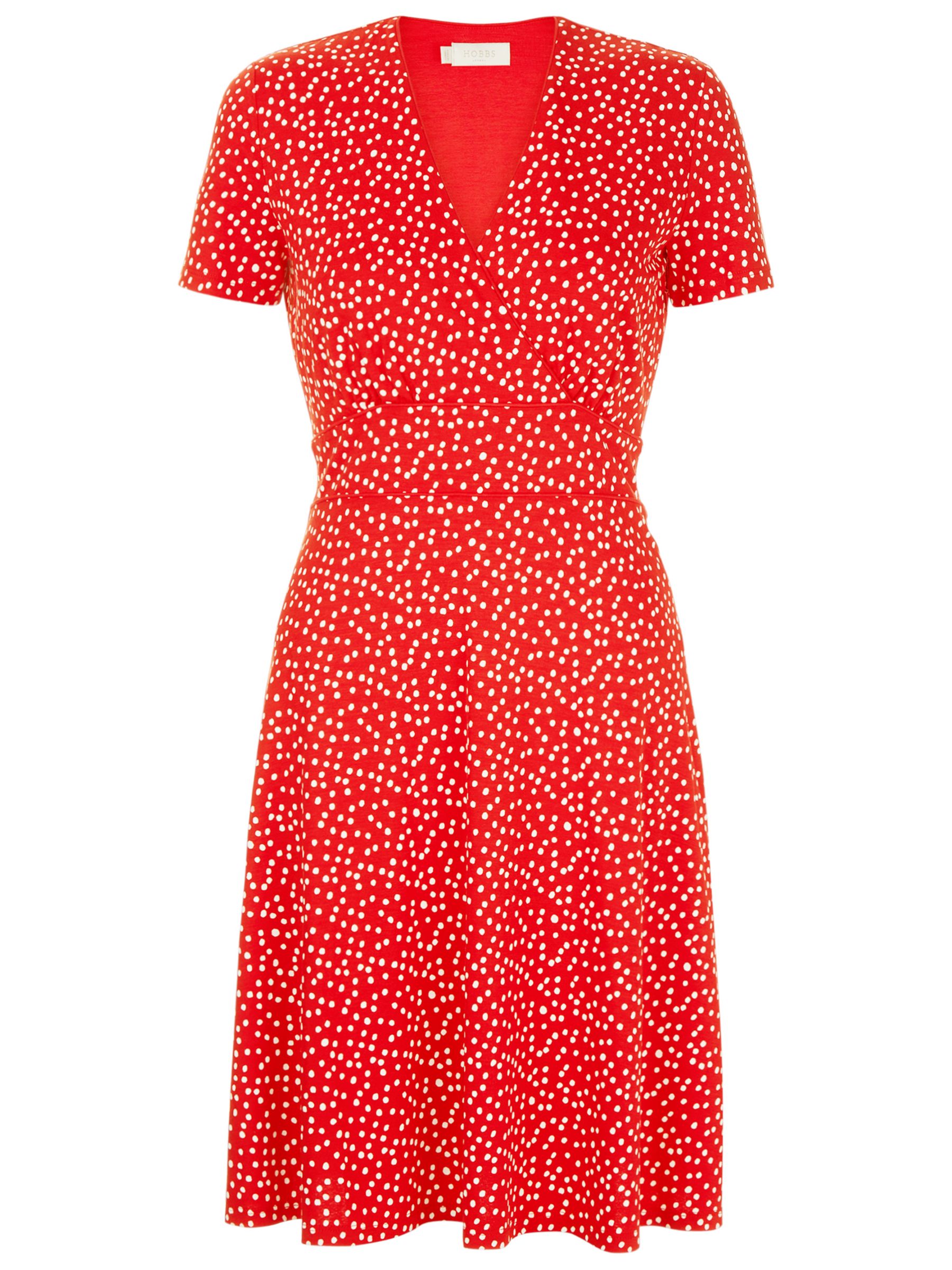 Hobbs Darcie Polka Dot Print Dress, Red/White at John Lewis & Partners
