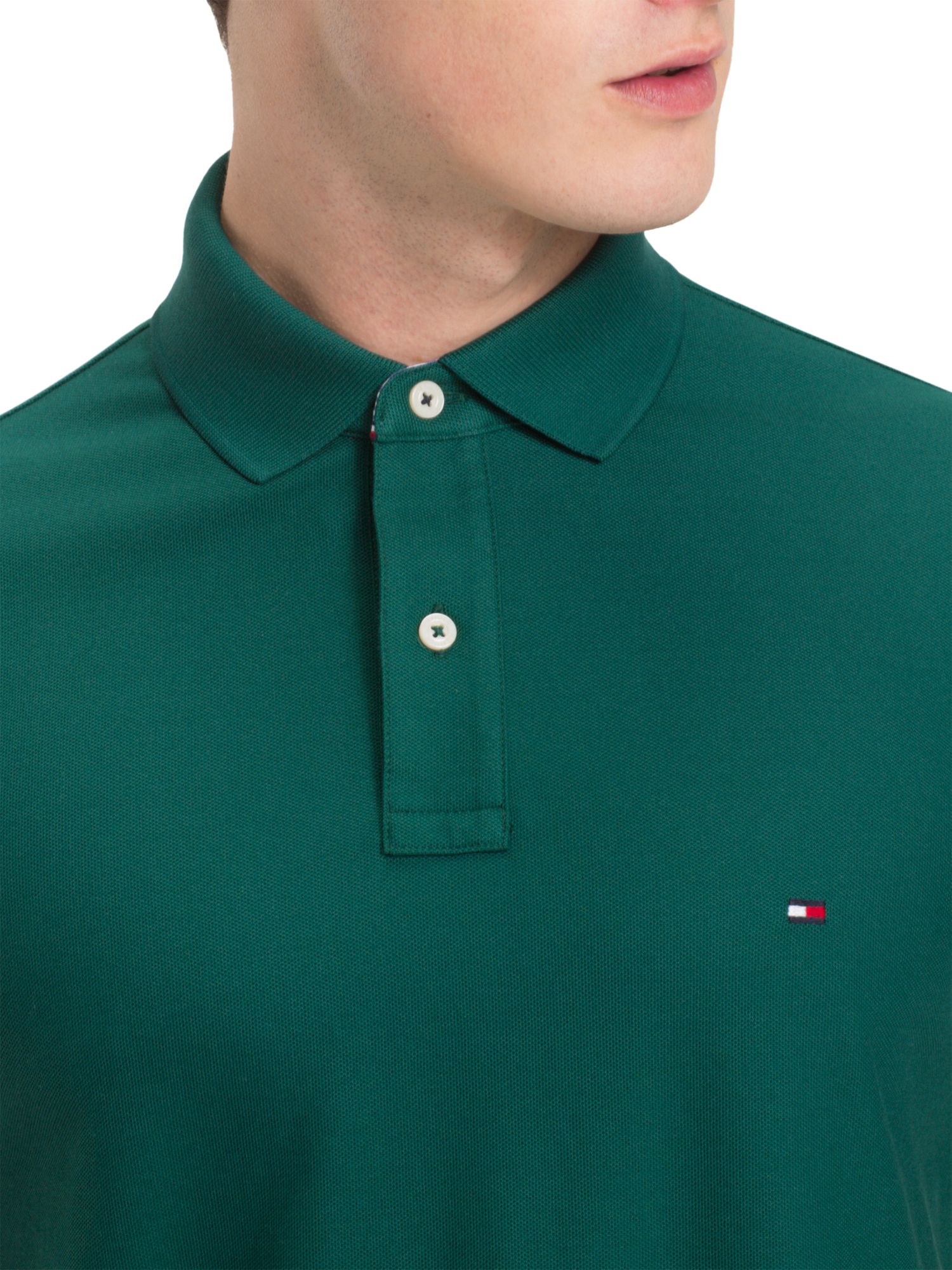 Tommy Hilfiger Short Sleeve Polo Shirt, Green at John Lewis & Partners