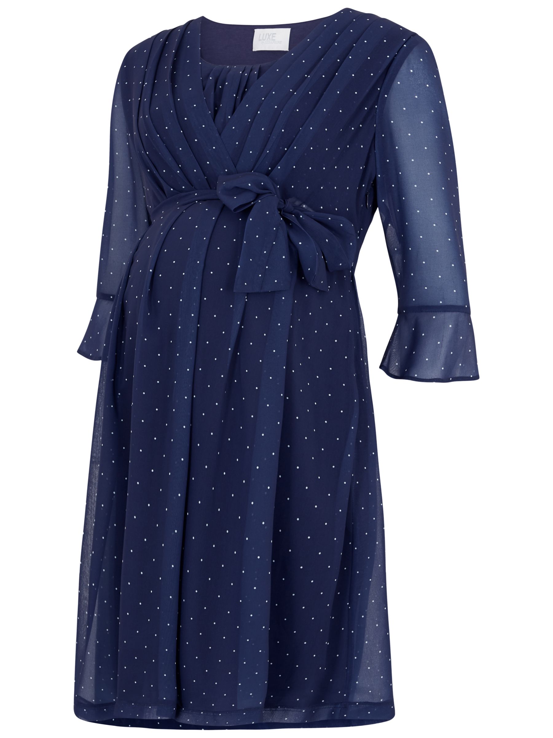 Séraphine Dorothea Dot Ruffle Sleeve Dress, Navy/Multi