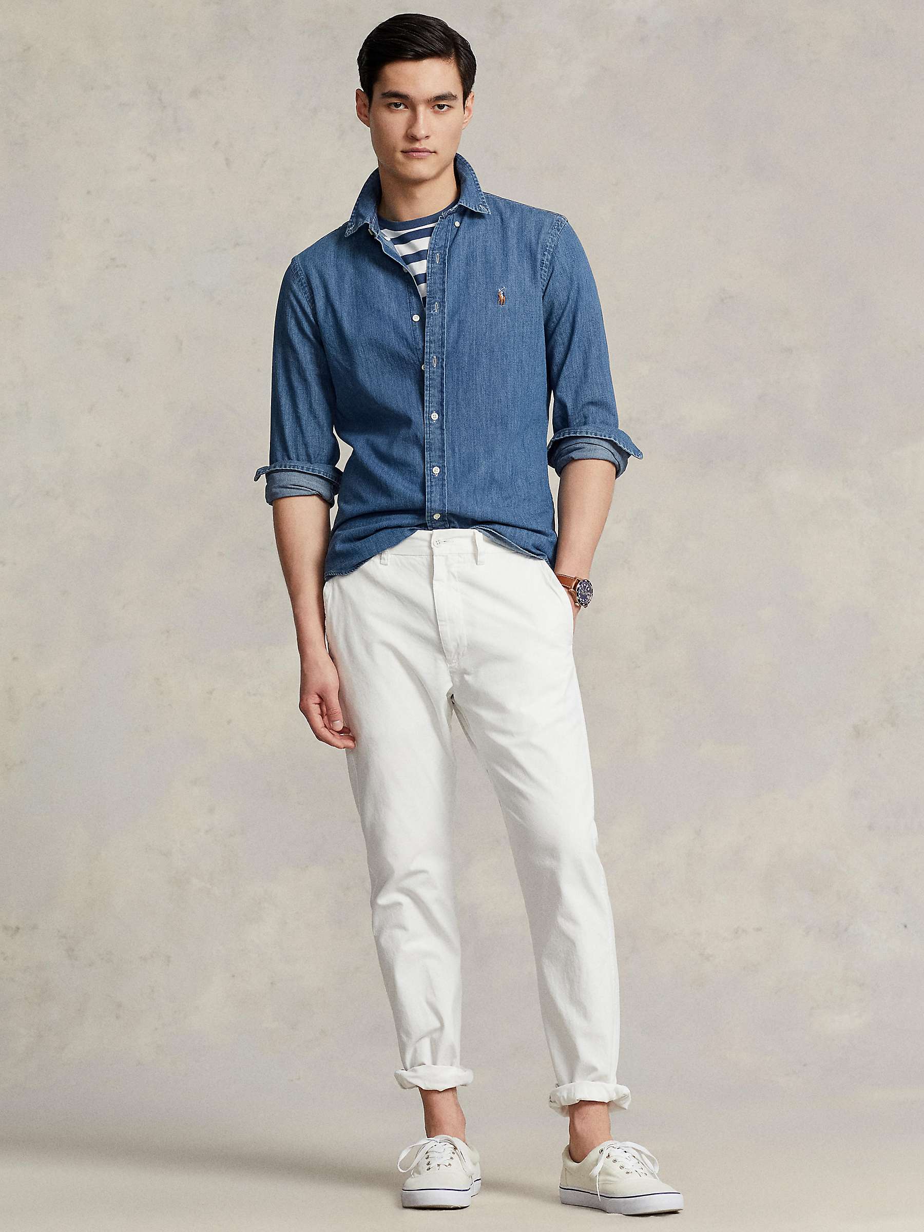 Buy Polo Ralph Lauren Long Sleeve Slim Fit Denim Shirt, Blue Online at johnlewis.com