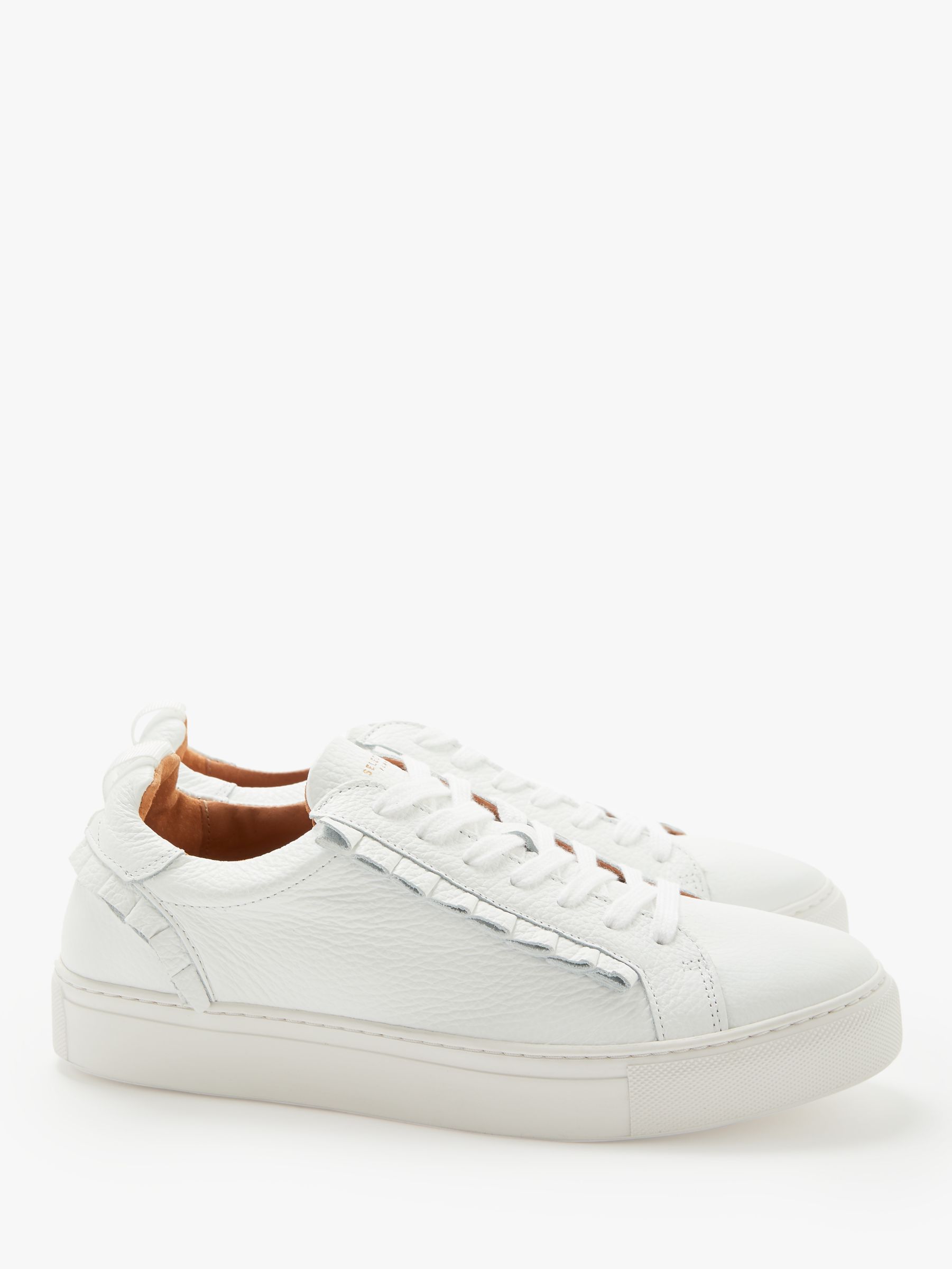 Selected Femme Donna Frills Leather Trainers, White