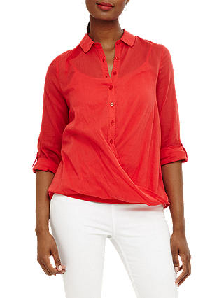 Phase Eight Poppy Cross Over Blouse, Chilli Red