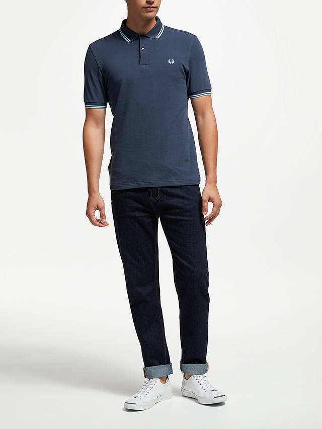 Fred Perry Twin Tipped Regular Fit Polo Shirt, Dark Airforce