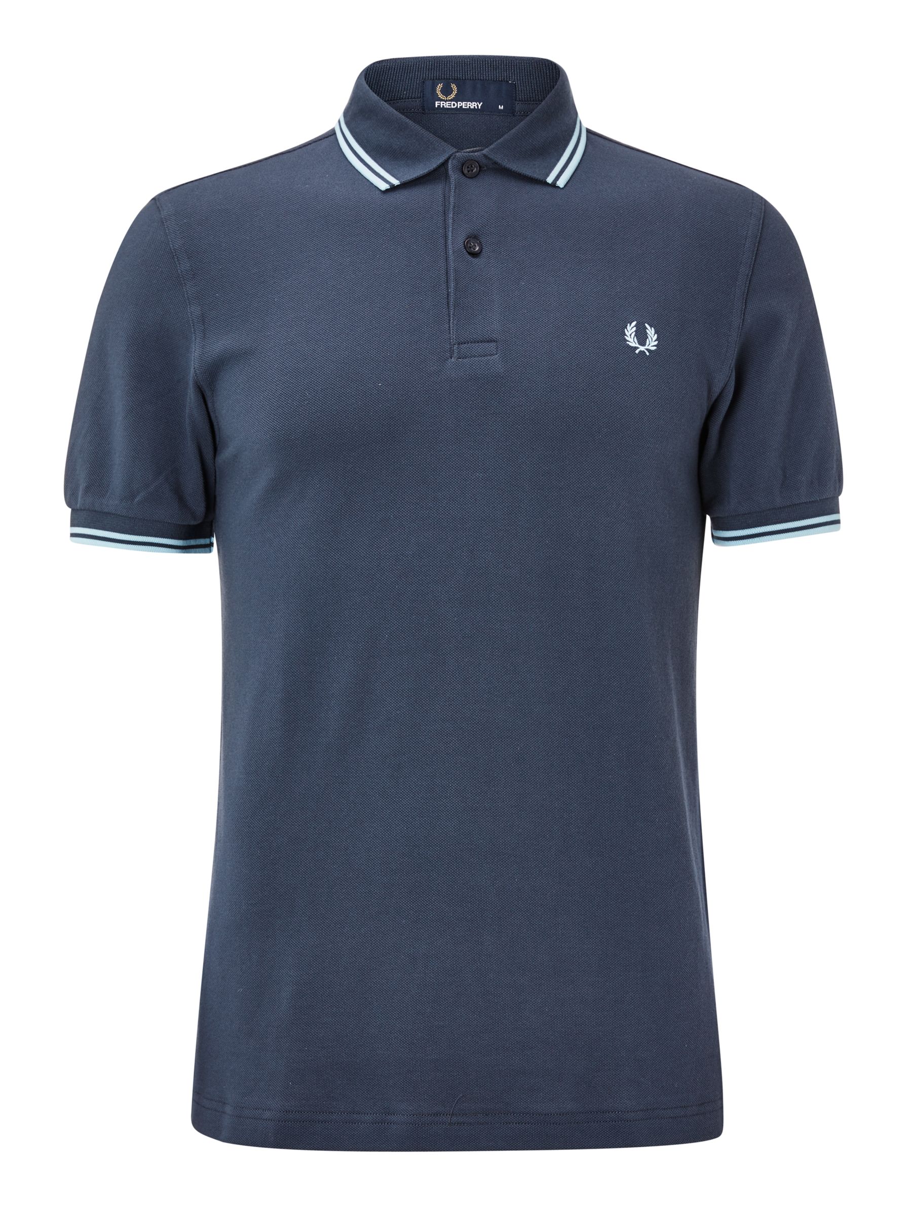 Fred Perry Twin Tipped Regular Fit Polo Shirt, Dark Airforce at John ...