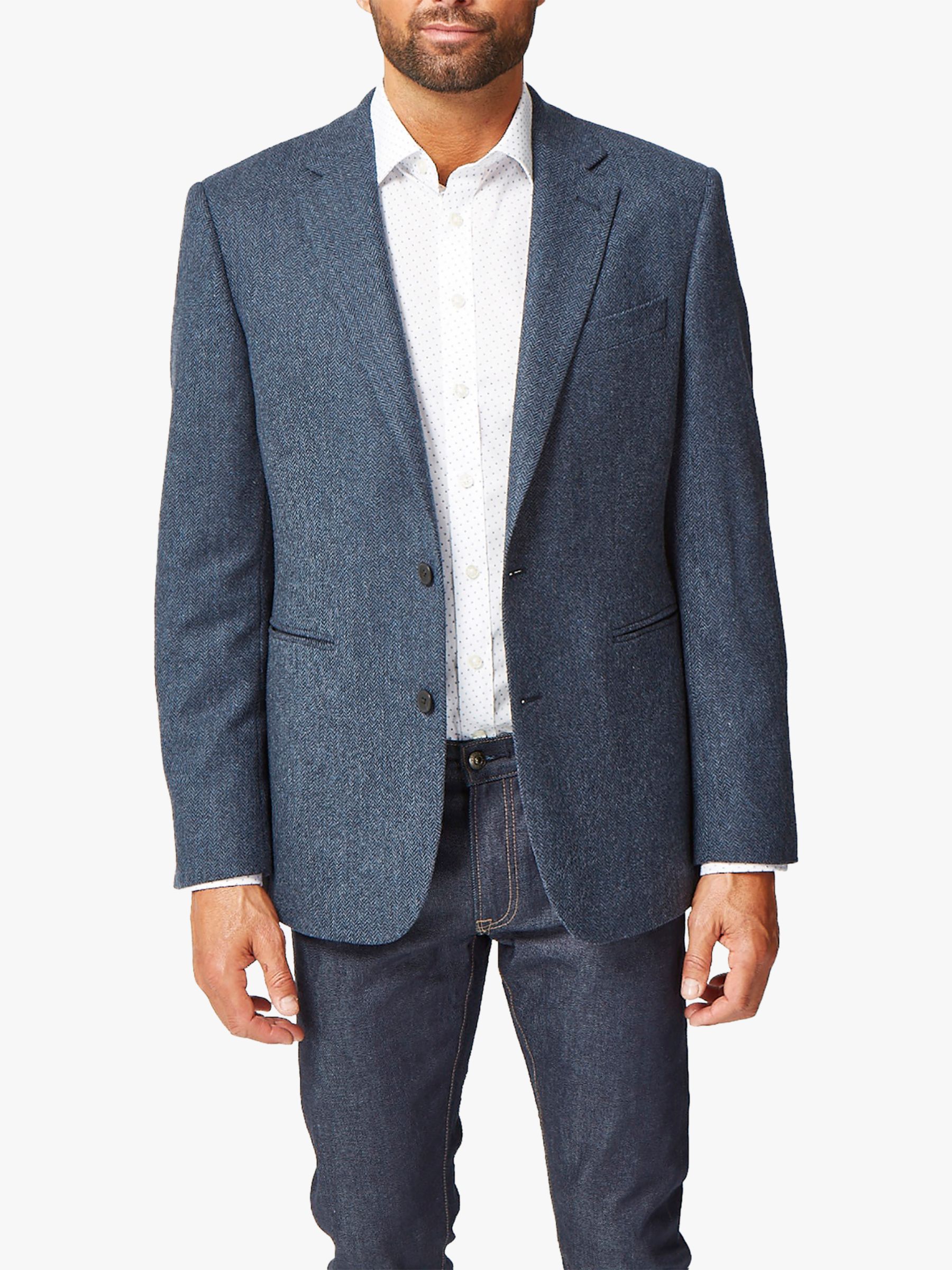 Chester by Chester Barrie Herringbone Weave Suit Jacket, Navy at John ...