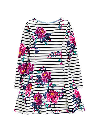 Little Joule Girls' Erin Stripe Floral Dress, Cream