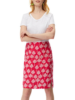 White Stuff Rosewood Printed Linen Skirt, Pomegranate