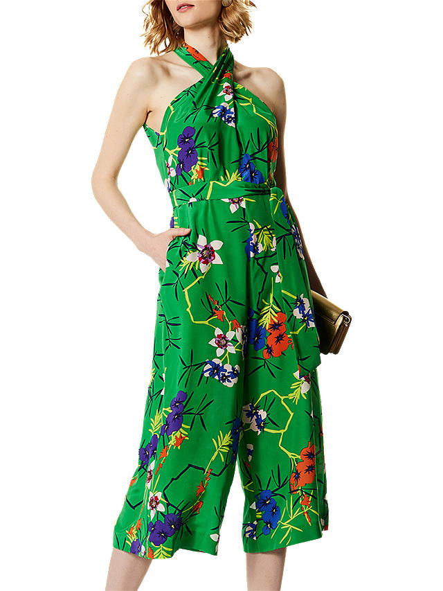 Karen Millen Floral Jumpsuit, Green/Multi at John Lewis & Partners