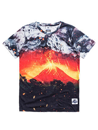 Hype Boys' Volcanic Eruption Print T-Shirt, Black/Multi