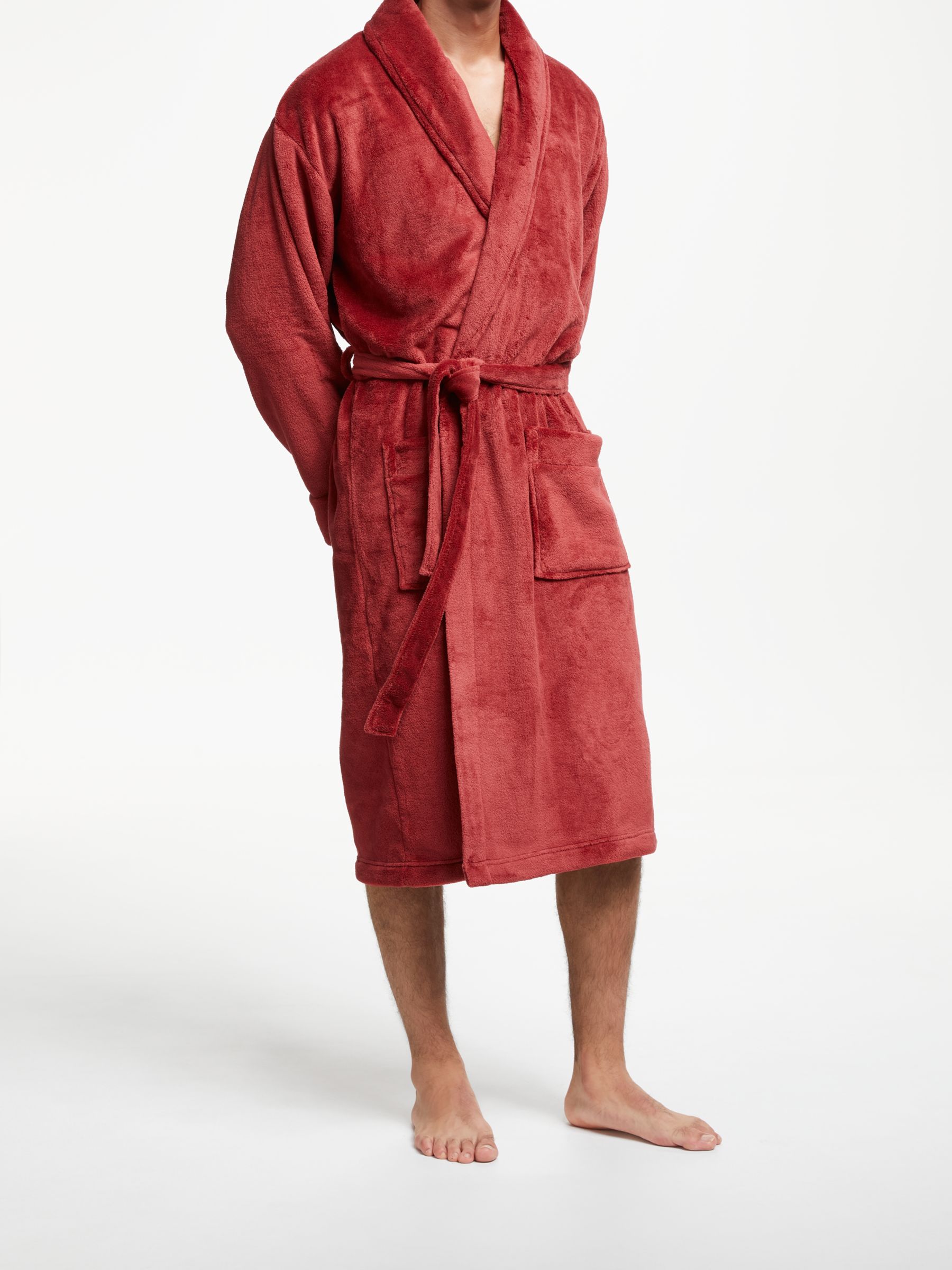 John Lewis Fleece Dressing Gown, Red