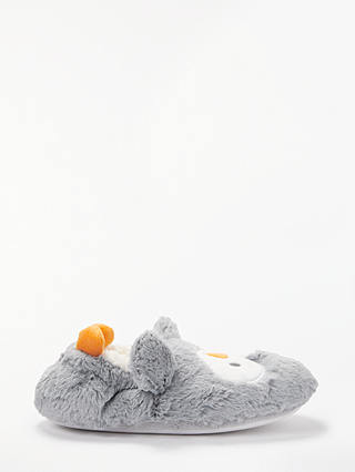 John Lewis & Partners Children's Penguin Slippers, Grey