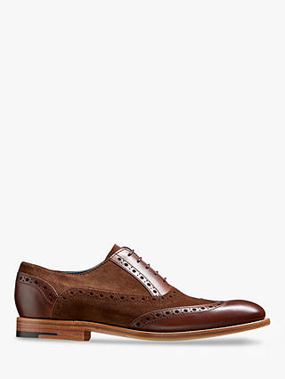 Barker Grant Leather and Suede Brogue Shoes, Walnut Brown