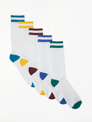John Lewis & Partners Cushioned Long Socks, Pack of 5, White