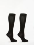 John Lewis & Partners Women's Organic Cotton Knee High Socks, Pack of 2, Black