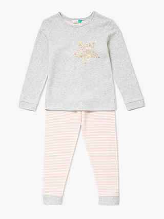 John Lewis & Partners Girls' Placement Star Pyjamas, Grey
