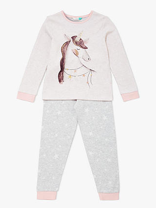 John Lewis & Partners Girls' Unicorn Pyjamas, Grey