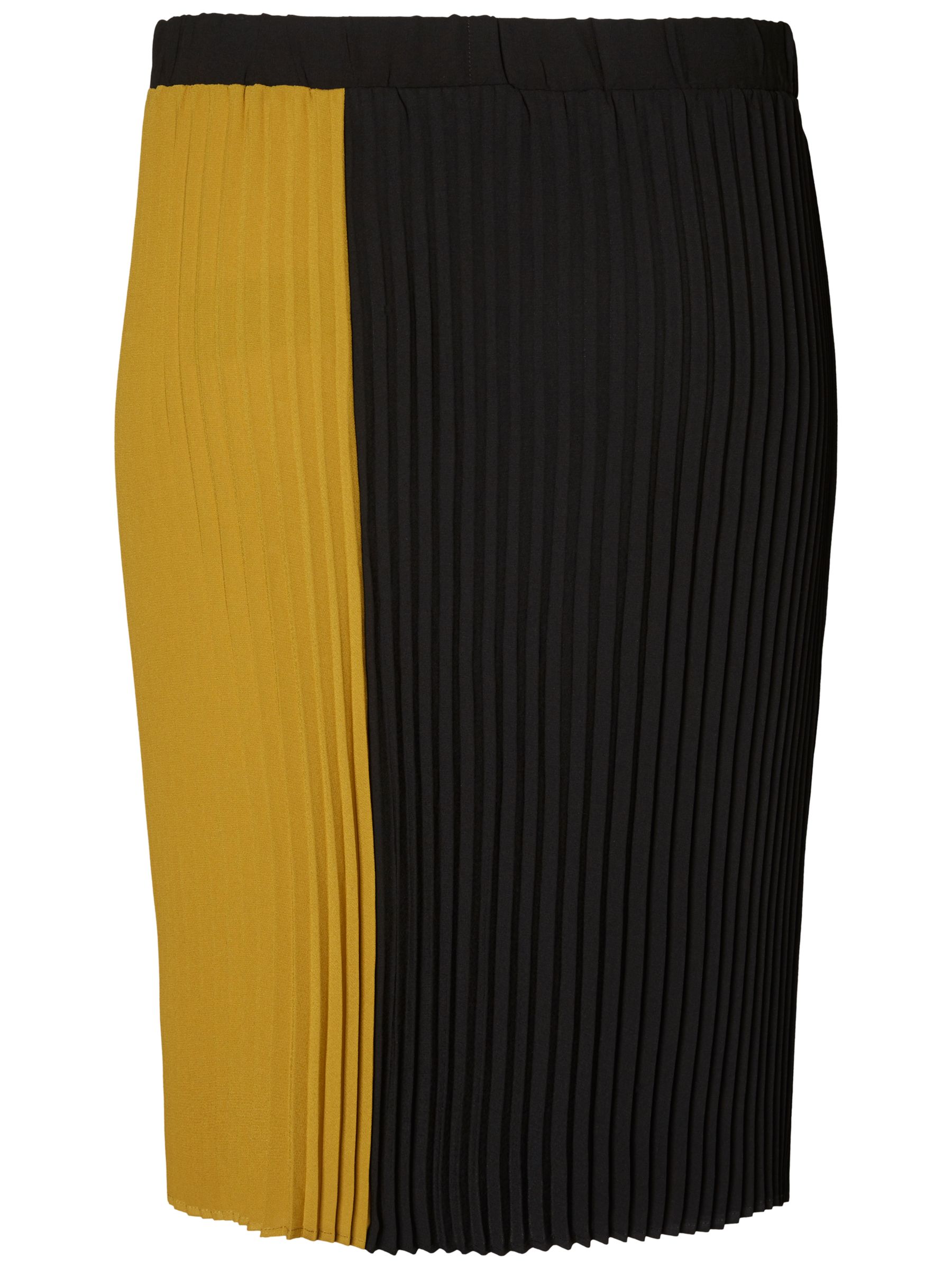I.Scenery Curve Zilla Pleated Midi Skirt, Black/Ecru Olive