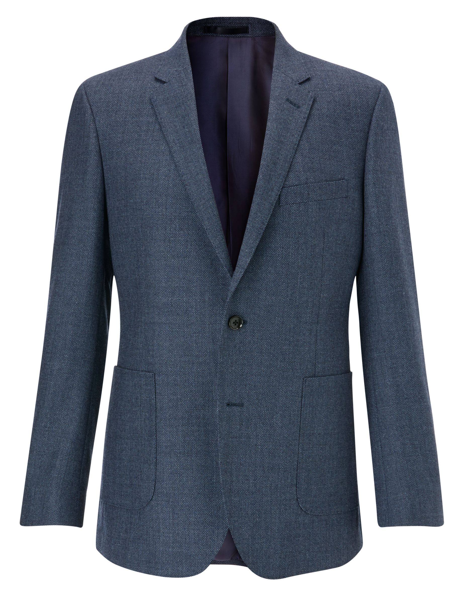 John Lewis & Partners Birdseye Wool Tailored Blazer, Blue