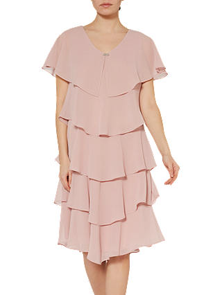 Gina Bacconi Gayle Cape Dress, Rose Pink