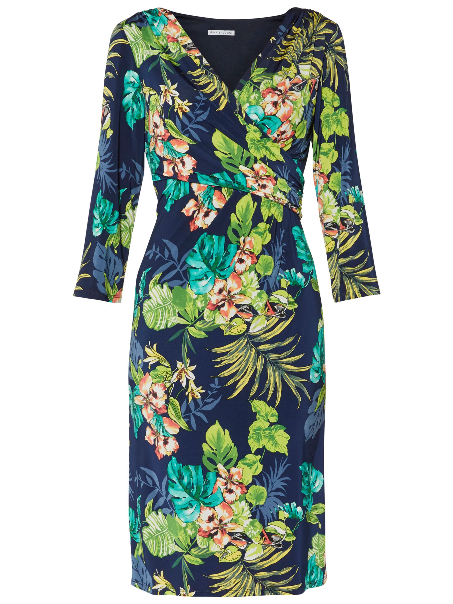 Gina Bacconi Latika Jungle Floral Dress, Navy at John Lewis & Partners