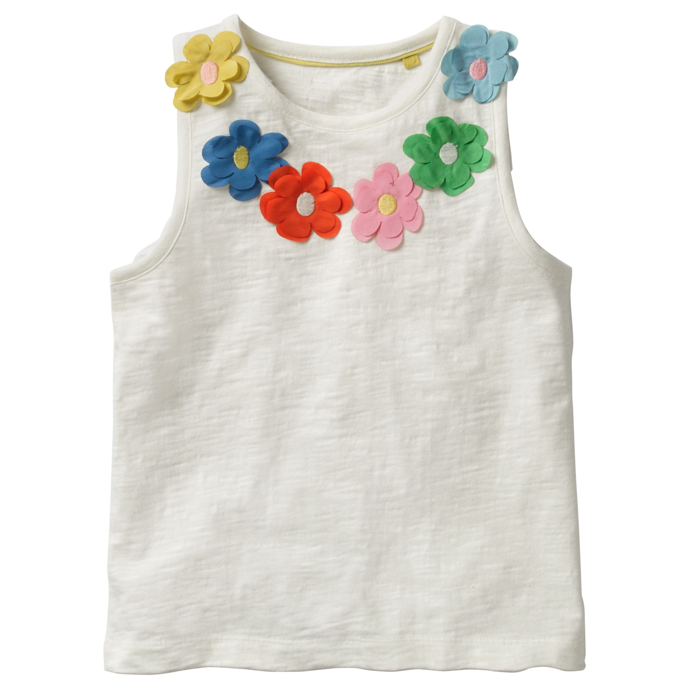 Mini Boden Girls' Flower Power Vest Top, White at John Lewis & Partners