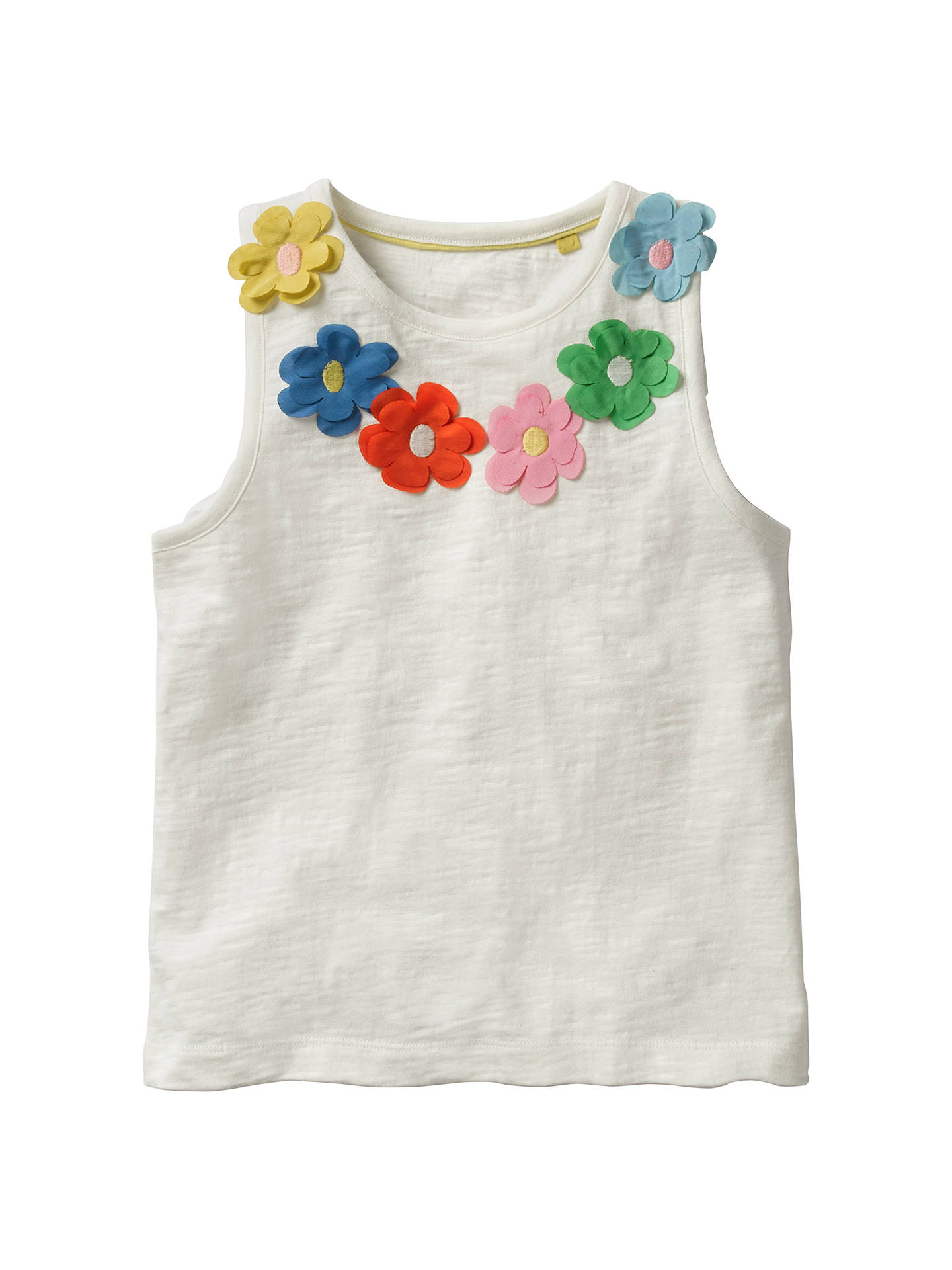 Mini Boden Girls' Flower Power Vest Top, White at John Lewis & Partners