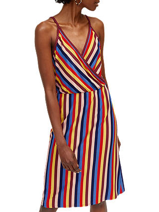 Warehouse Stripe Cami Wrap Dress, Multi