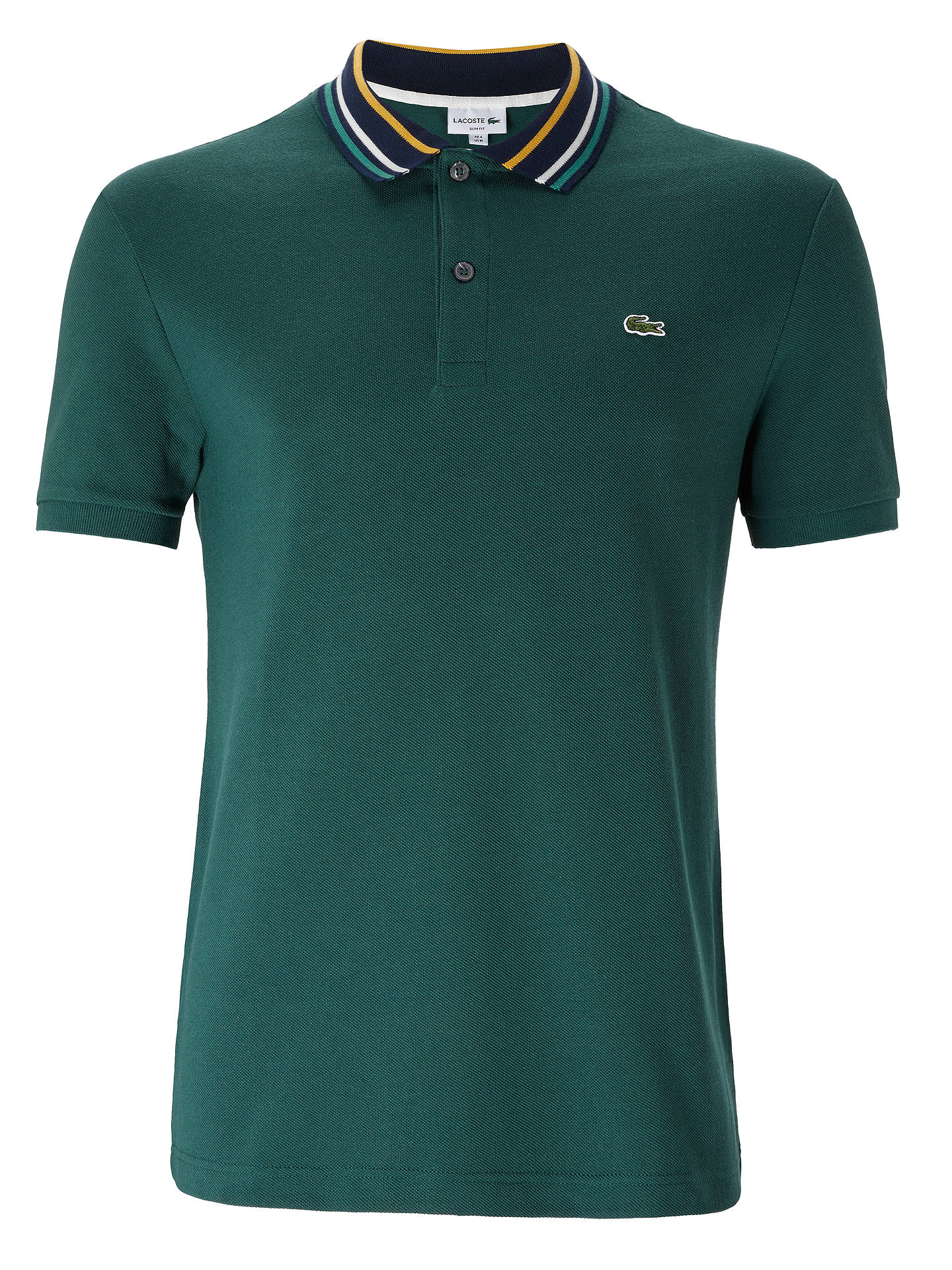 Lacoste Triple Tipped Short Sleeve Polo Shirt, Green at John Lewis ...