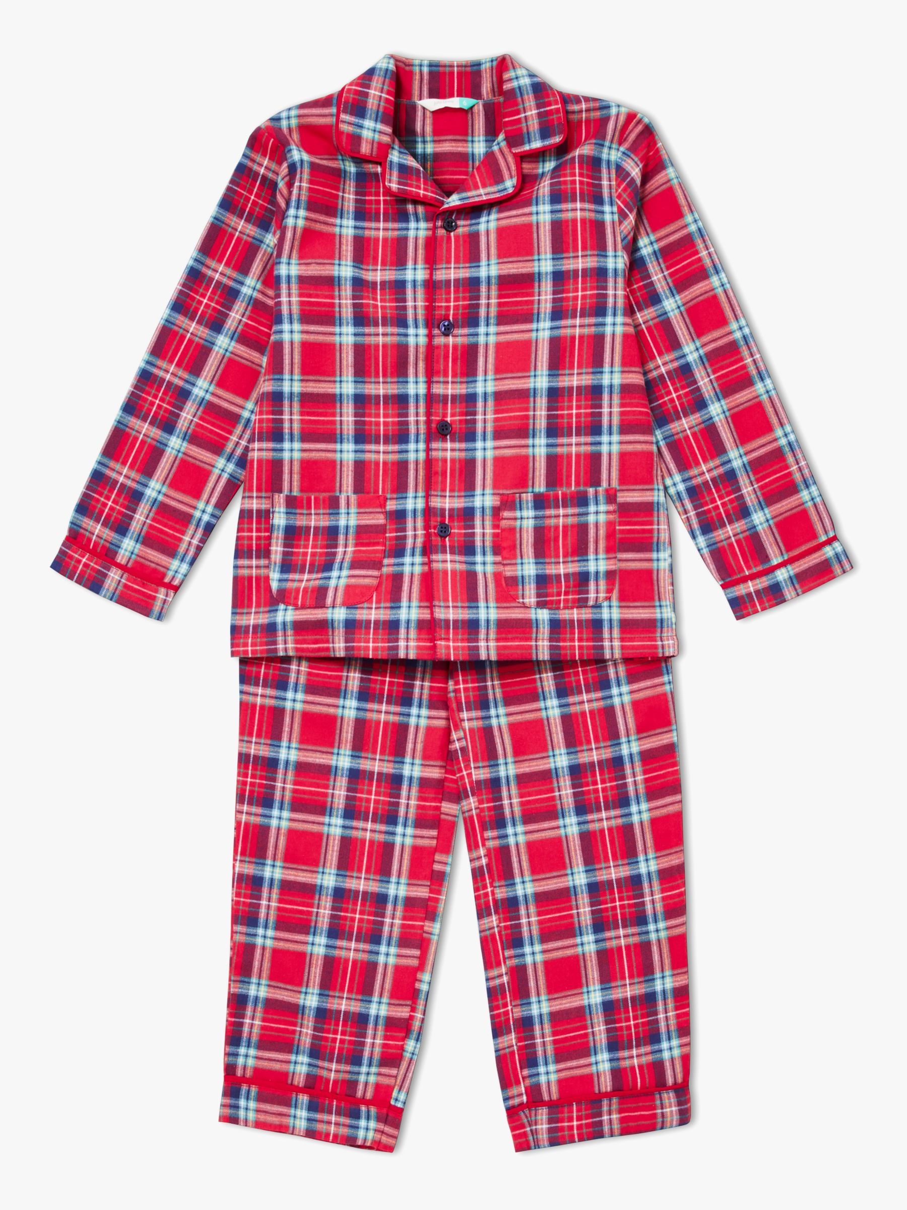 John Lewis & Partners Children's Christmas Plaid Pyjamas, Red, 12 years