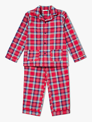 John Lewis & Partners Children's Christmas Plaid Pyjamas, Red
