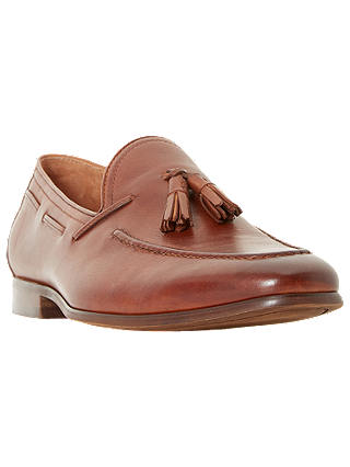 Dune Pastore Leather Tassel Loafers. Tan Leather