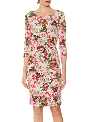 Gina Bacconi Minna Floral Dress, Beige/Pink