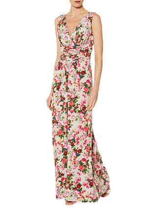 Gina Bacconi Faora Floral Print Dress, Beige/Pink