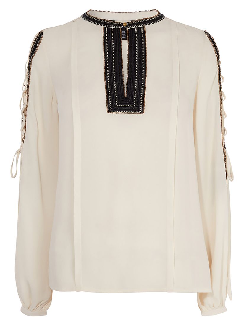 Karen Millen Embroidered Blouse, Cream/Multi