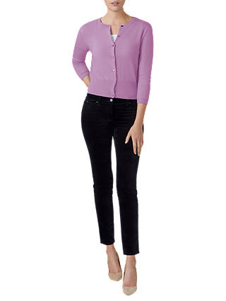 Pure Collection Cashmere Cropped Cardigan, Lilac