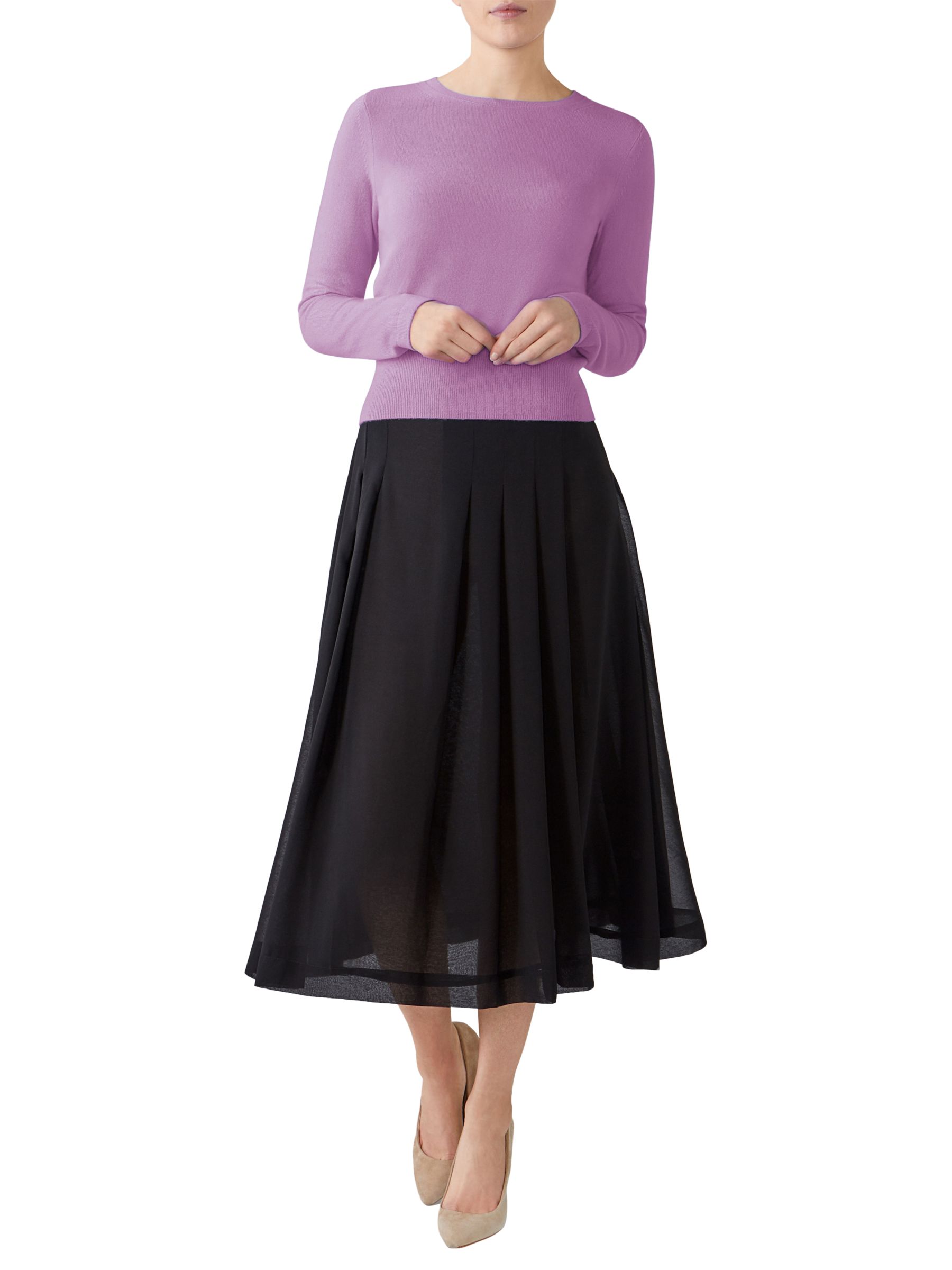 Pure Collection Cashmere Cropped Jumper, Lilac