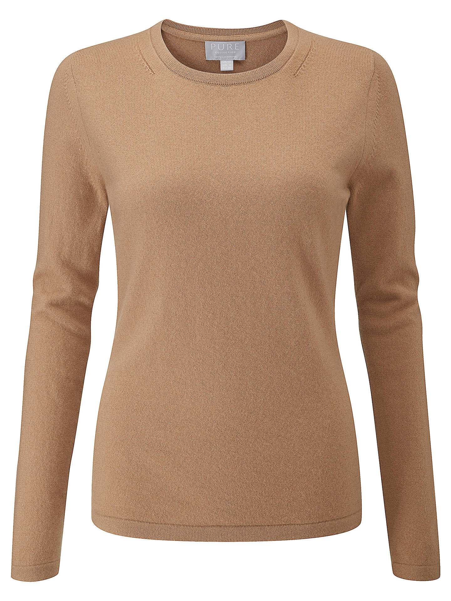 Pure Collection Crew Neck Cashmere Jumper, Soft Walnut at John Lewis ...