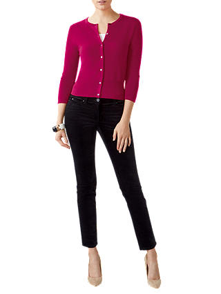 Pure Collection Cashmere Cropped Cardigan, Winter Crimson